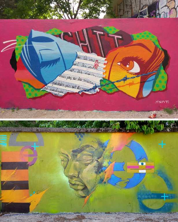 Ynot, spray, Lyon 1er, 2018 et ERPI, spray, Lyon 9e, 2019